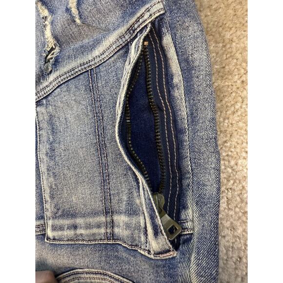 8IGHTH DSTRKT Blue Gray Men's Biker Denim Cargo Jeans Size 42x27 Hemmed B381 - Picture 4 of 16